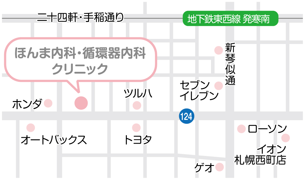 ほんま内科・循環器内科クリニック：近隣マップ